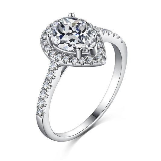 [baslovejewels]1.0 Carat Luxurious Resplendent Water Drop Shape Wedding Ring