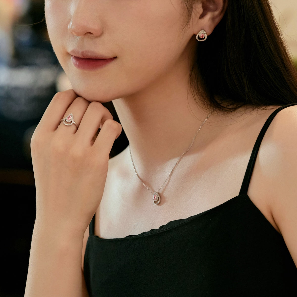 [baslovejewels]Sparkling Pear Cut Necklace
