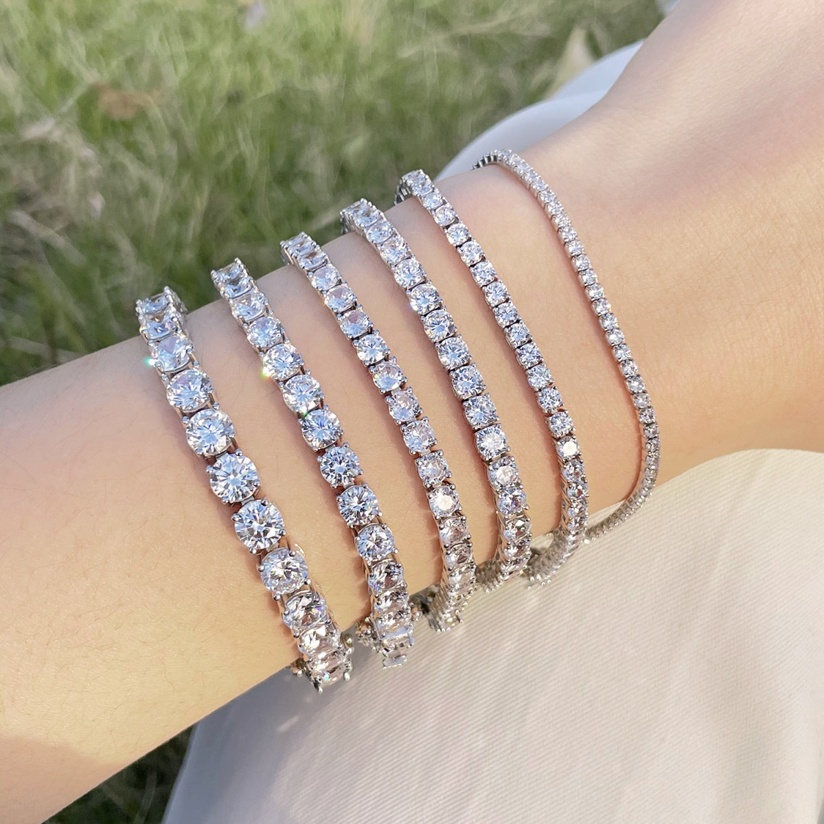 [baslovejewels]Luxurious Ornate Round Cut Tennis Bracelet