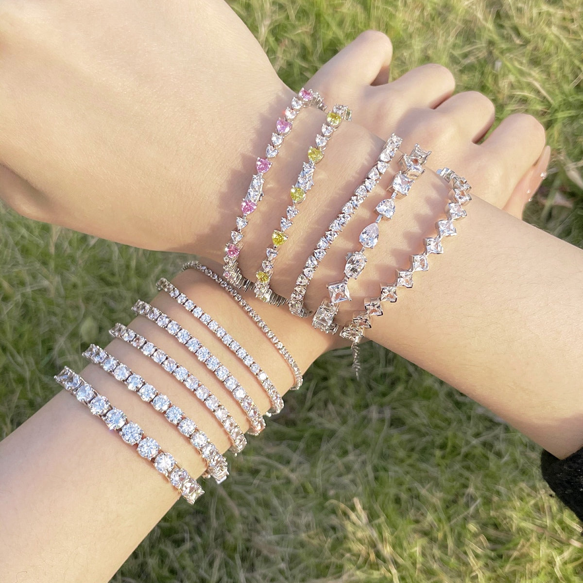 [baslovejewels]Luxurious Ornate Round Cut Tennis Bracelet