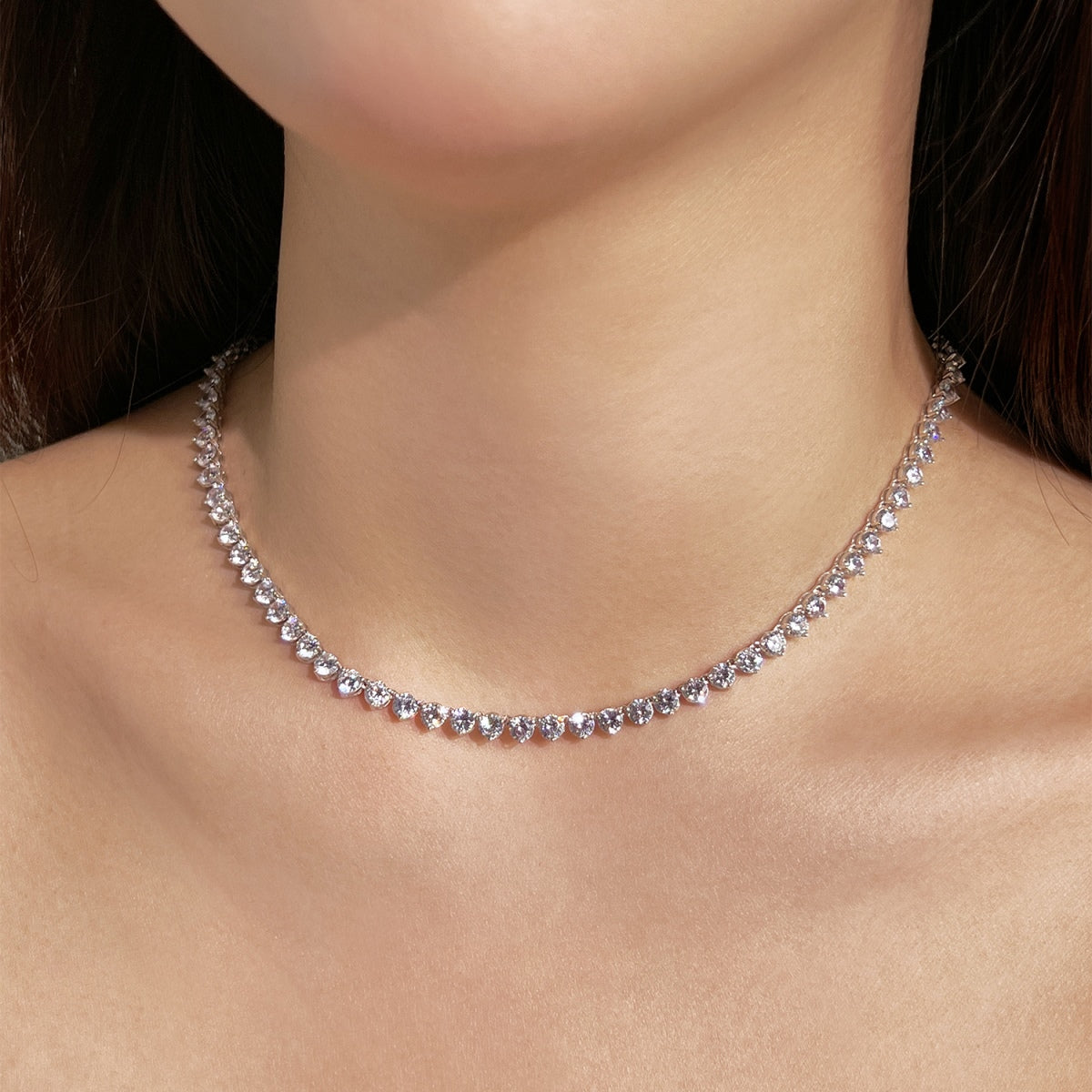 [baslovejewels]Ornate Heart Cut Tennis Necklace