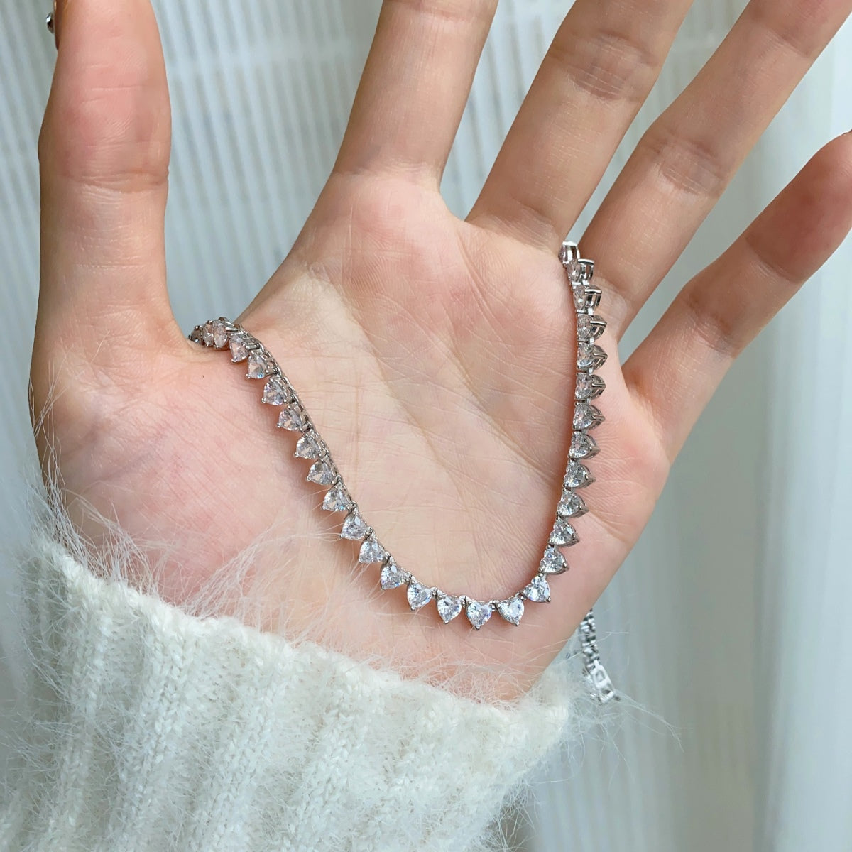 [baslovejewels]Ornate Heart Cut Tennis Necklace