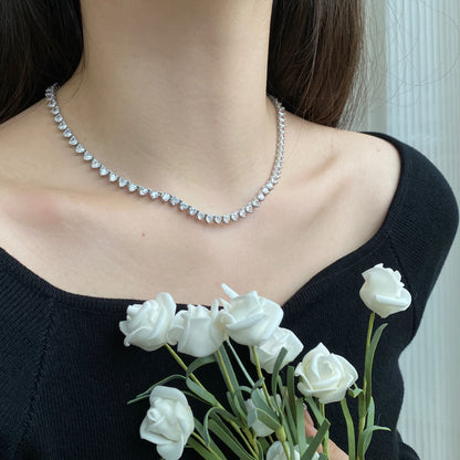 [baslovejewels]Ornate Heart Cut Tennis Necklace
