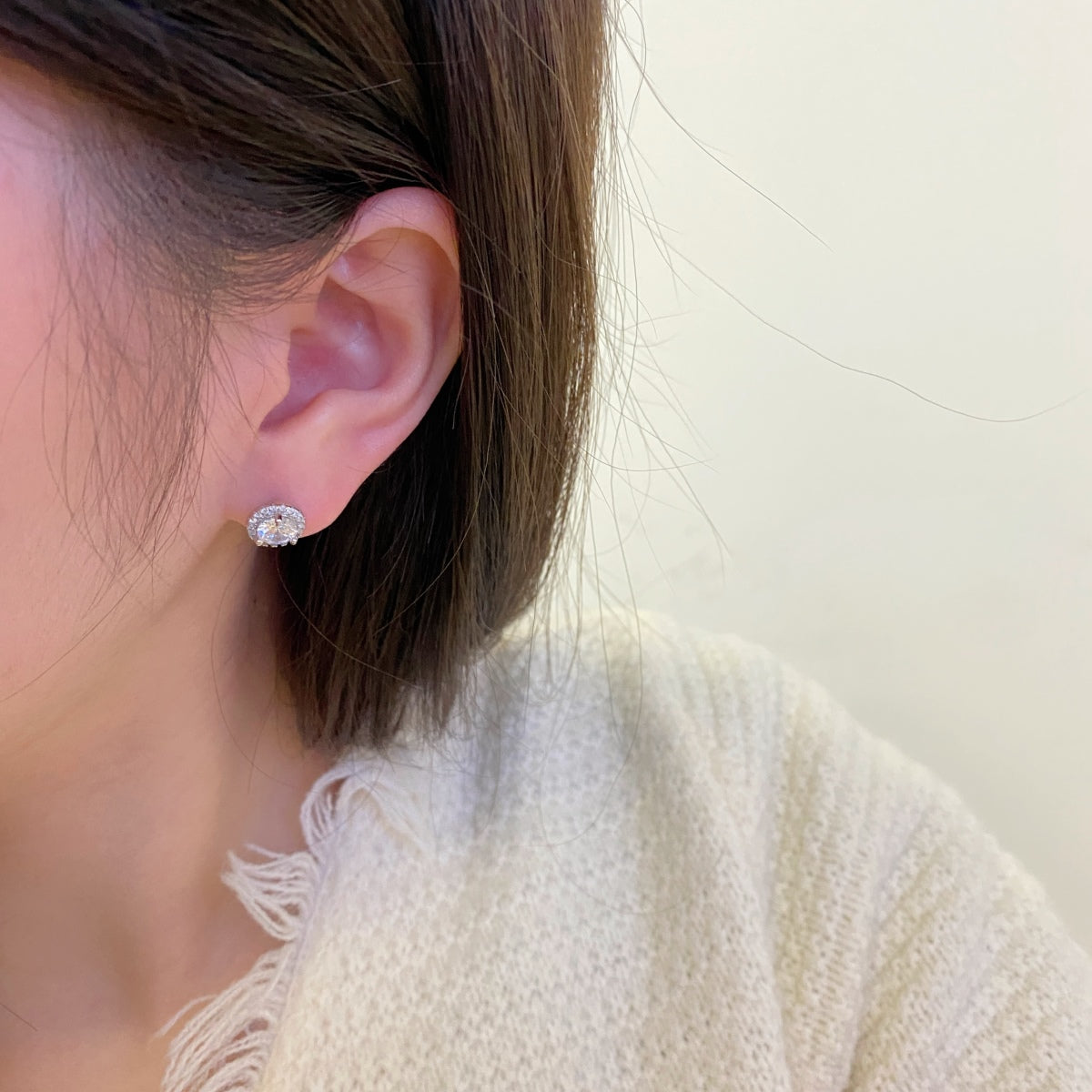 [baslovejewels]Classic Princess Round Shape Earrings