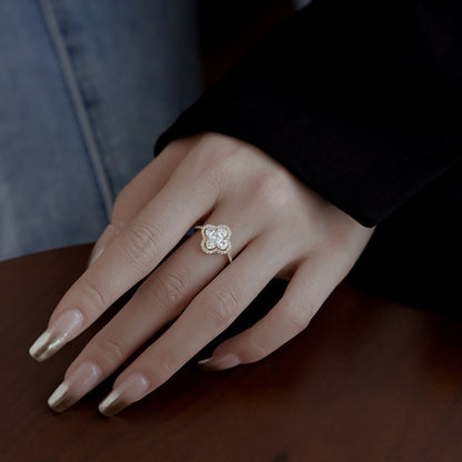 [baslovejewels]Luxurious Eternity Flower Shape Banquet Ring