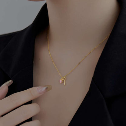 [baslovejewels]Unique Heart Shape Key Pendent Necklace