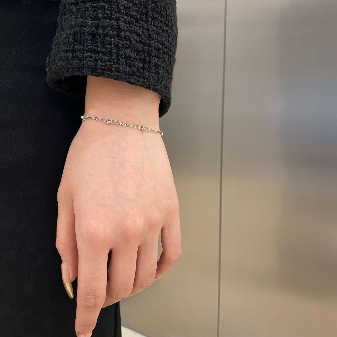 [baslovejewels]Delicate Bead Double Layer Bracelet