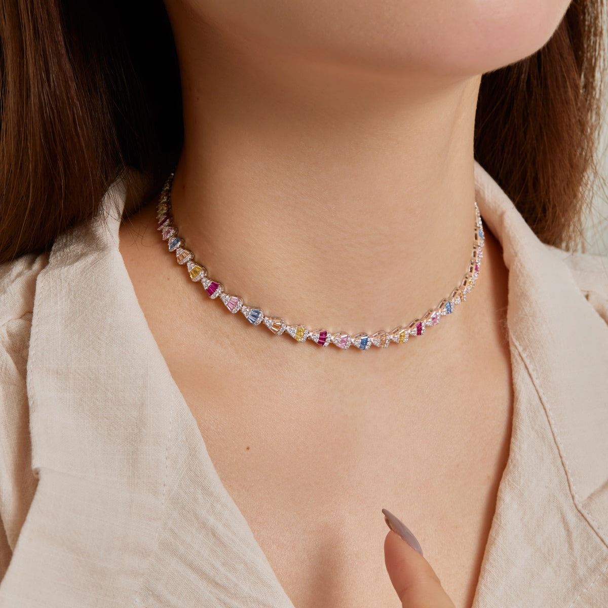 [baslovejewels]Radiant Colorful Rainbow Necklace
