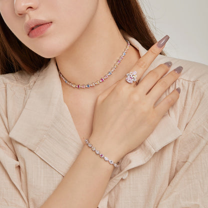 [baslovejewels]Radiant Colorful Rainbow Necklace