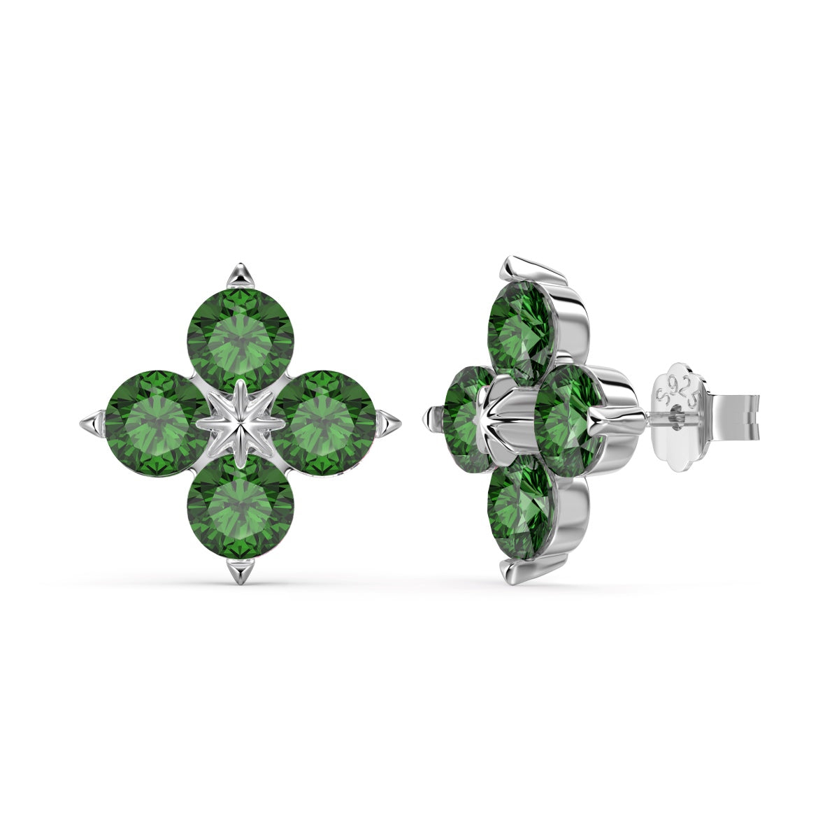 [baslovejewels]Four-Leaf Clover Eight-Pointed Star Earrings