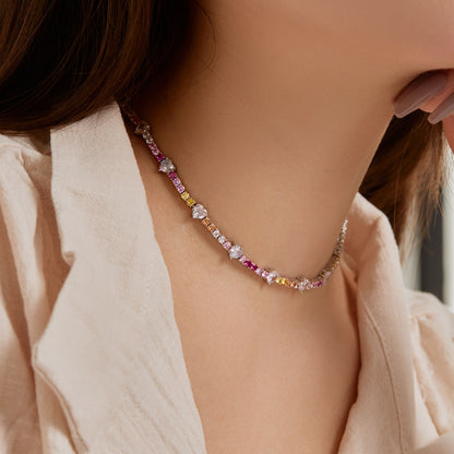 [baslovejewels]Delicate Colorful Rainbow Tennis Chain
