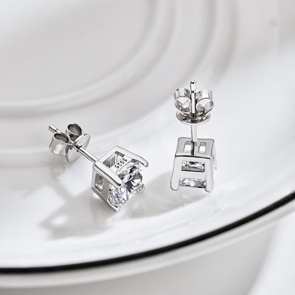 [baslovejewels]1.0 Carat Radiant Princess Cut Wedding Earrings