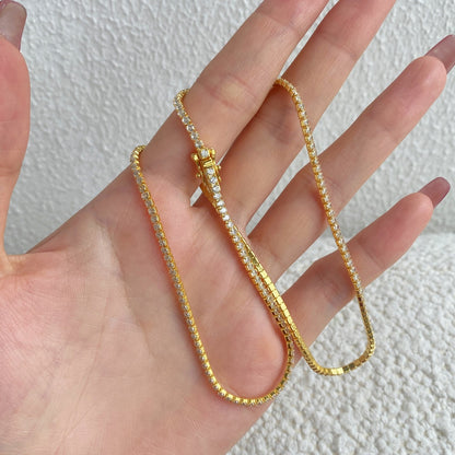 [baslovejewels]Delicate Round Shape Tennis Necklace
