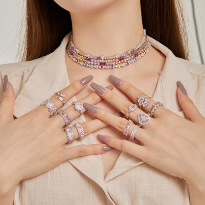 [baslovejewels]Delicate Colorful Tennis Necklace
