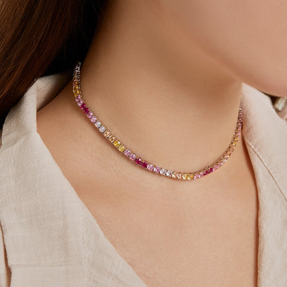 [baslovejewels]Delicate Colorful Tennis Necklace