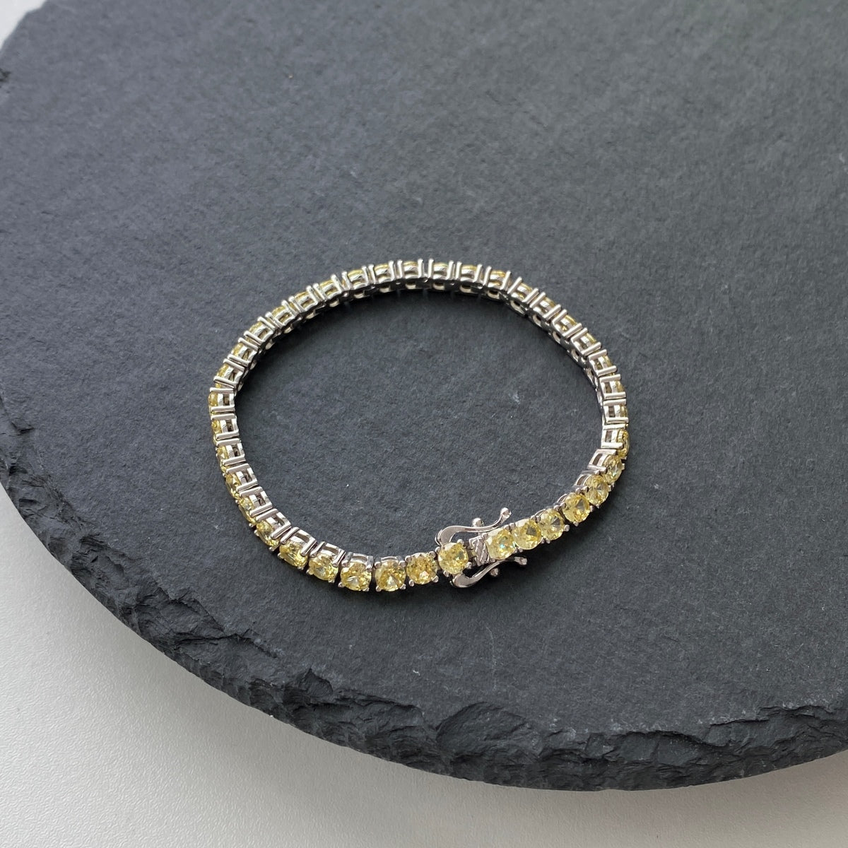 [baslovejewels]Ornate Dazzling Round Cut Tennis Bracelet