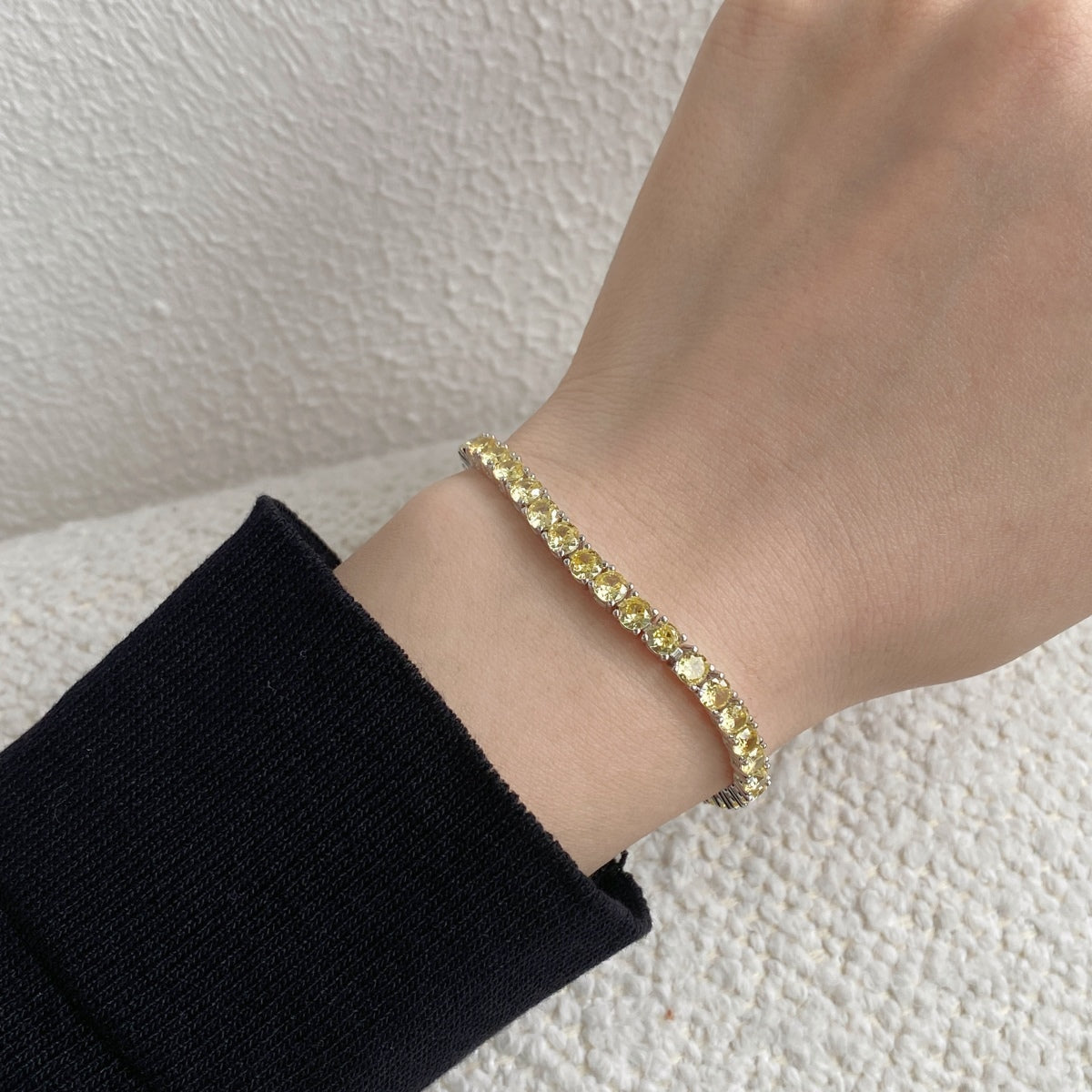 [baslovejewels]Ornate Dazzling Round Cut Tennis Bracelet