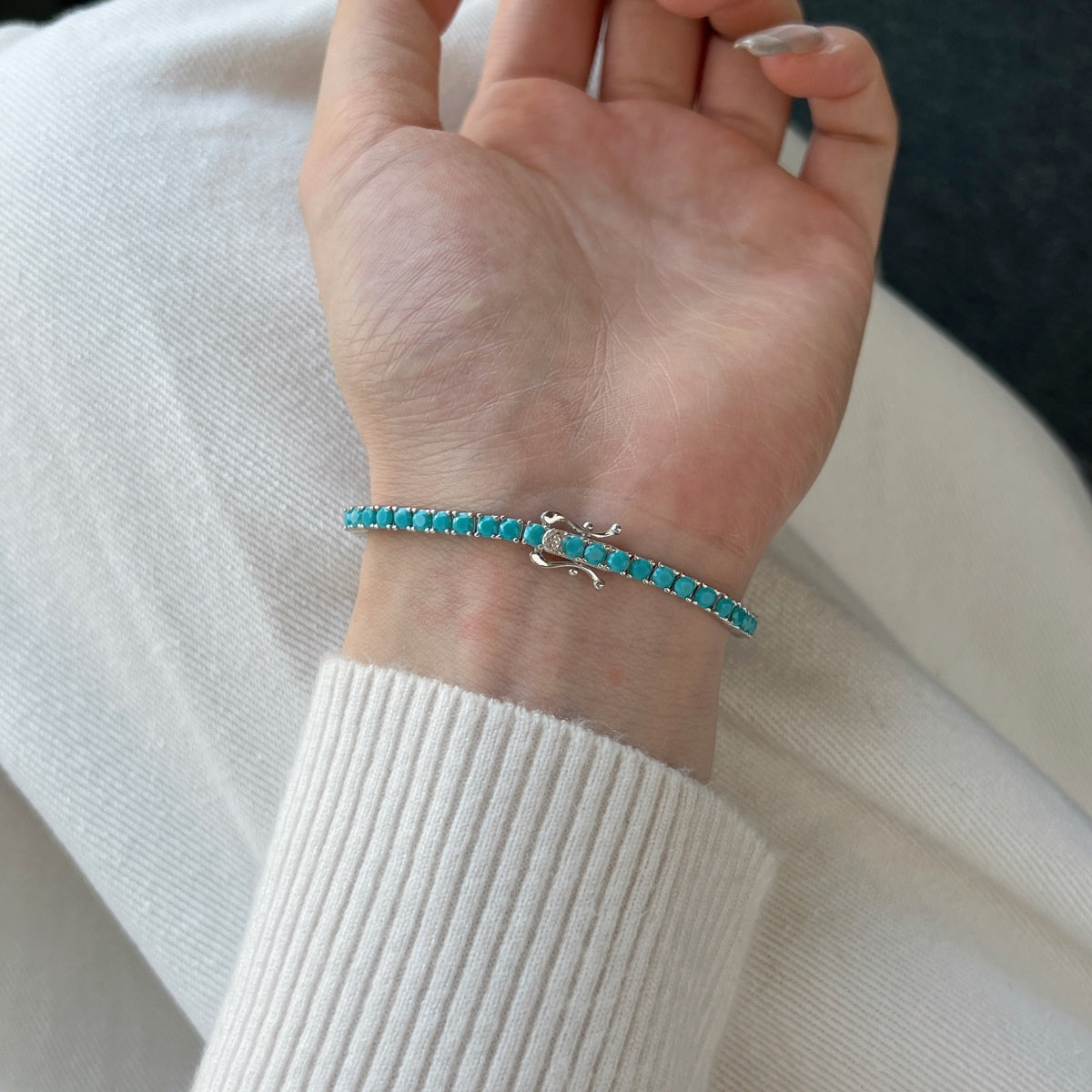 [baslovejewels]Dainty Charming Round Cut Tennis Bracelet