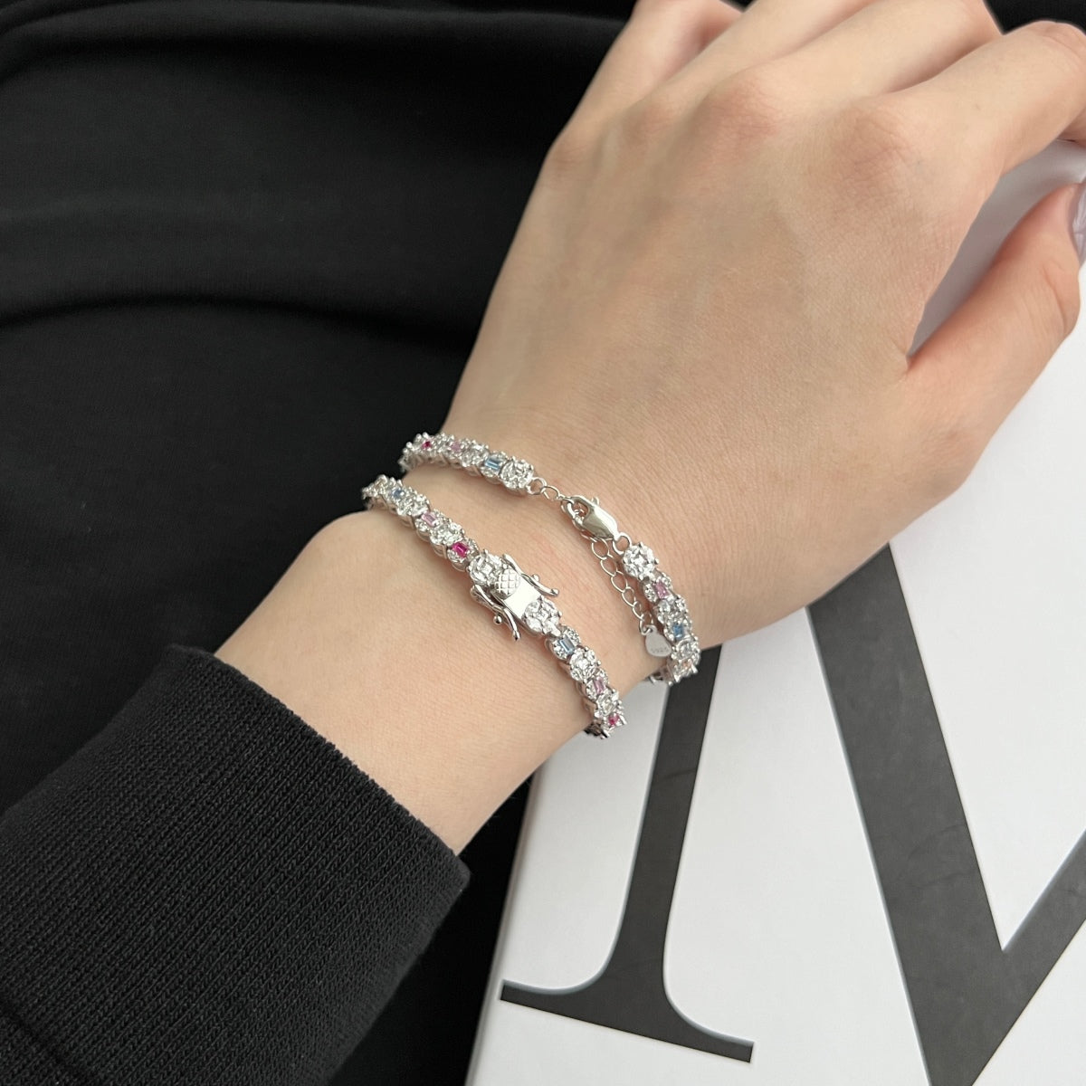 [baslovejewels]Dazzling Radiant Multi Cut Daily Bracelet