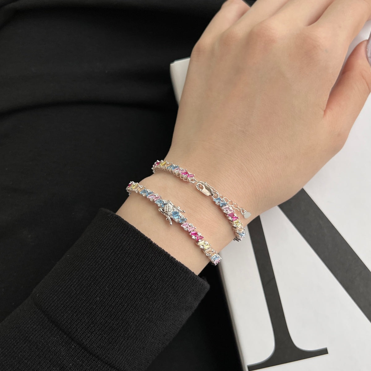 [baslovejewels]Ornate Sparkling Multi Cut Party Bracelet