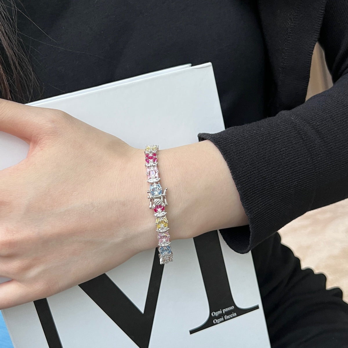 [baslovejewels]Delicate Colorful Multi Cut Party Bracelet