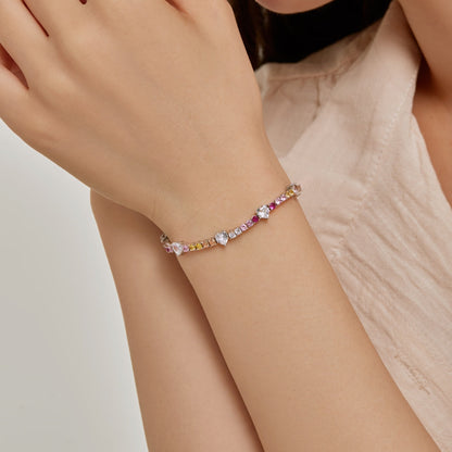 [baslovejewels]Romantic Heart Shape Round Cut Lover Bracelet