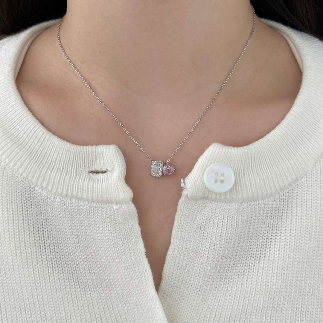 [baslovejewels]Dazzling Square & Heart Shape Necklace
