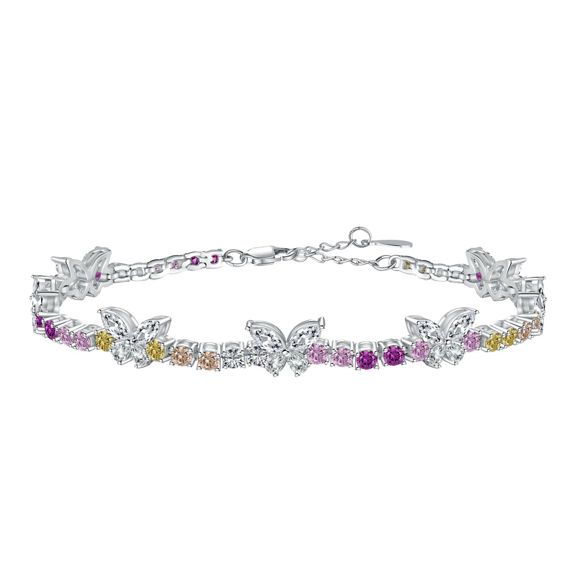 [baslovejewels]Ornate Colorful Butterfly Shape Round Cut Daily Bracelet