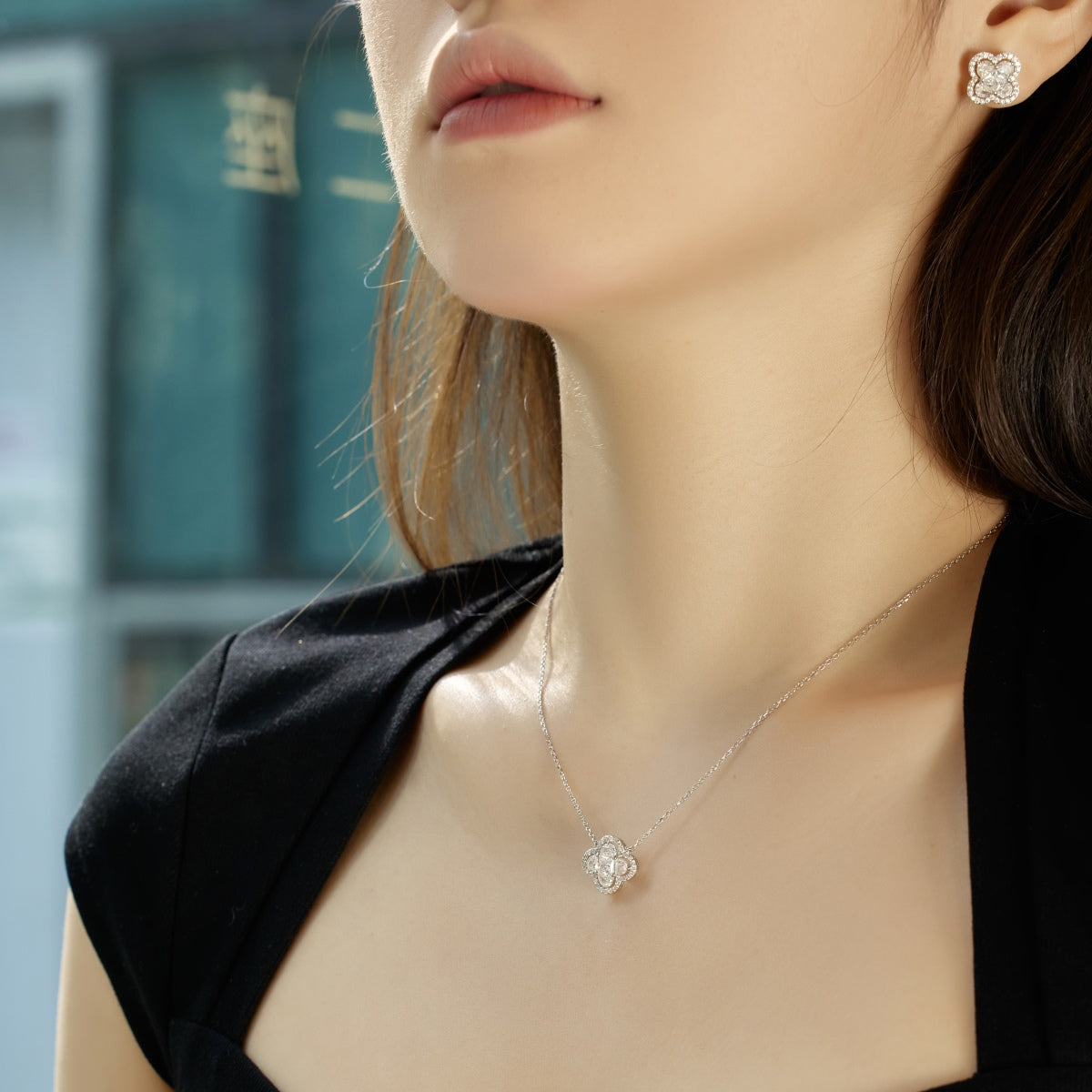 [baslovejewels]Spliced Lucky Four-Leaf Clover Versatile Necklace