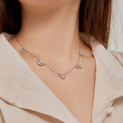 [baslovejewels]Sparkling Five Heart Necklace