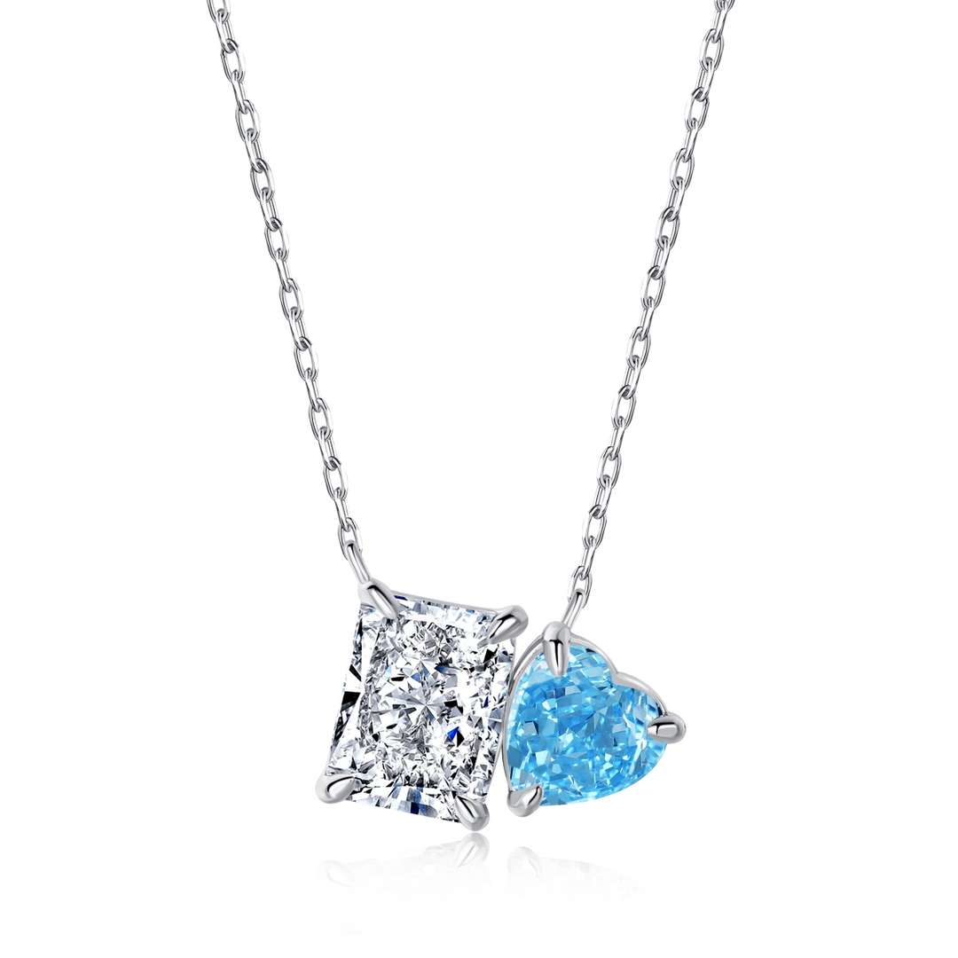 [baslovejewels]Dazzling Square & Heart Shape Necklace