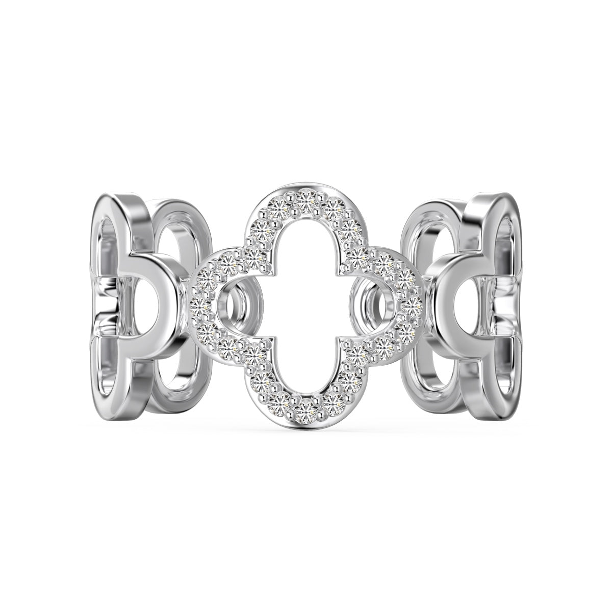 [baslovejewels]Hollow Design Four-Leaf Clover Flower Shape Ring