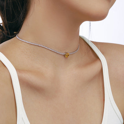 [baslovejewels]2.0 Carat Sparkling Tennis Heart Cut Necklace