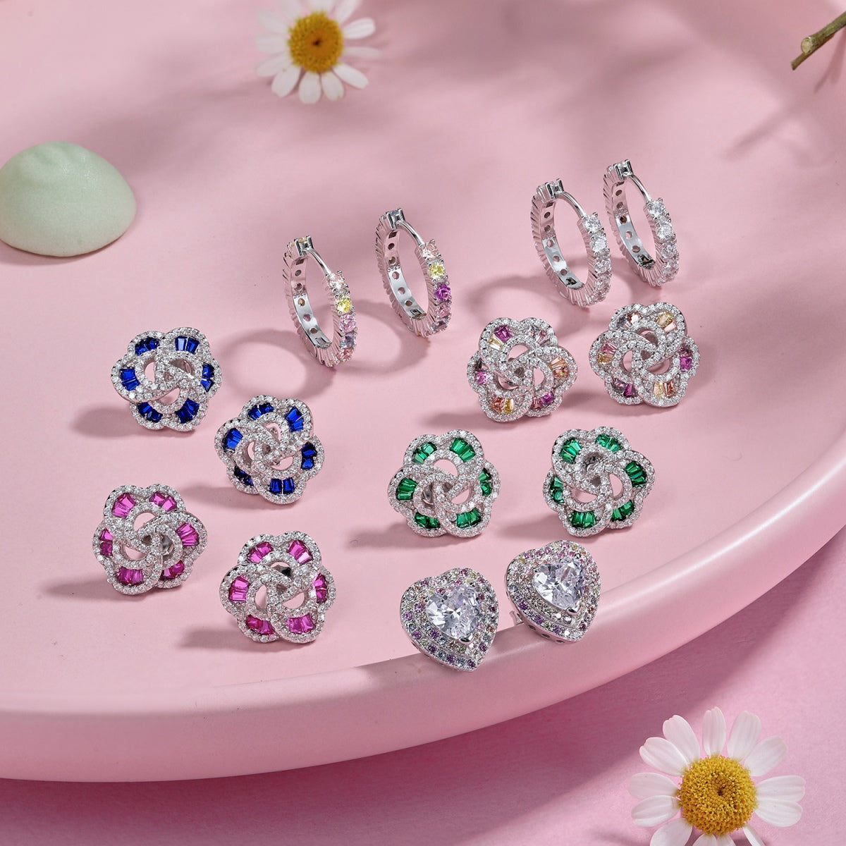 [baslovejewels]Radiant Colorful Round Cut Earrings