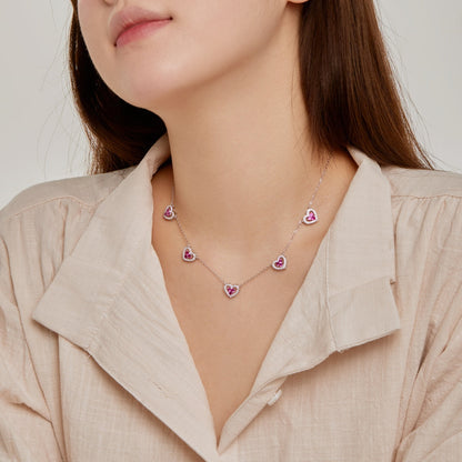 [baslovejewels]Sparkling Five Heart Necklace