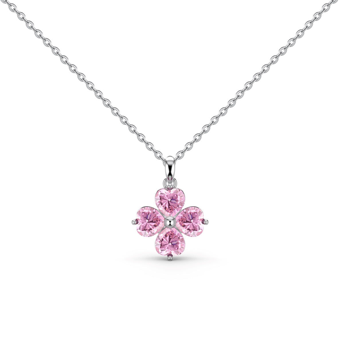 [baslovejewels]Heart-Shaped Four-Leaf Clover Bead Necklace