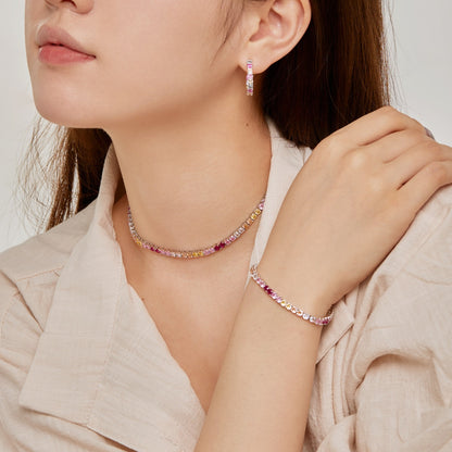 [baslovejewels]Radiant Colorful Round Cut Tennis Bracelet