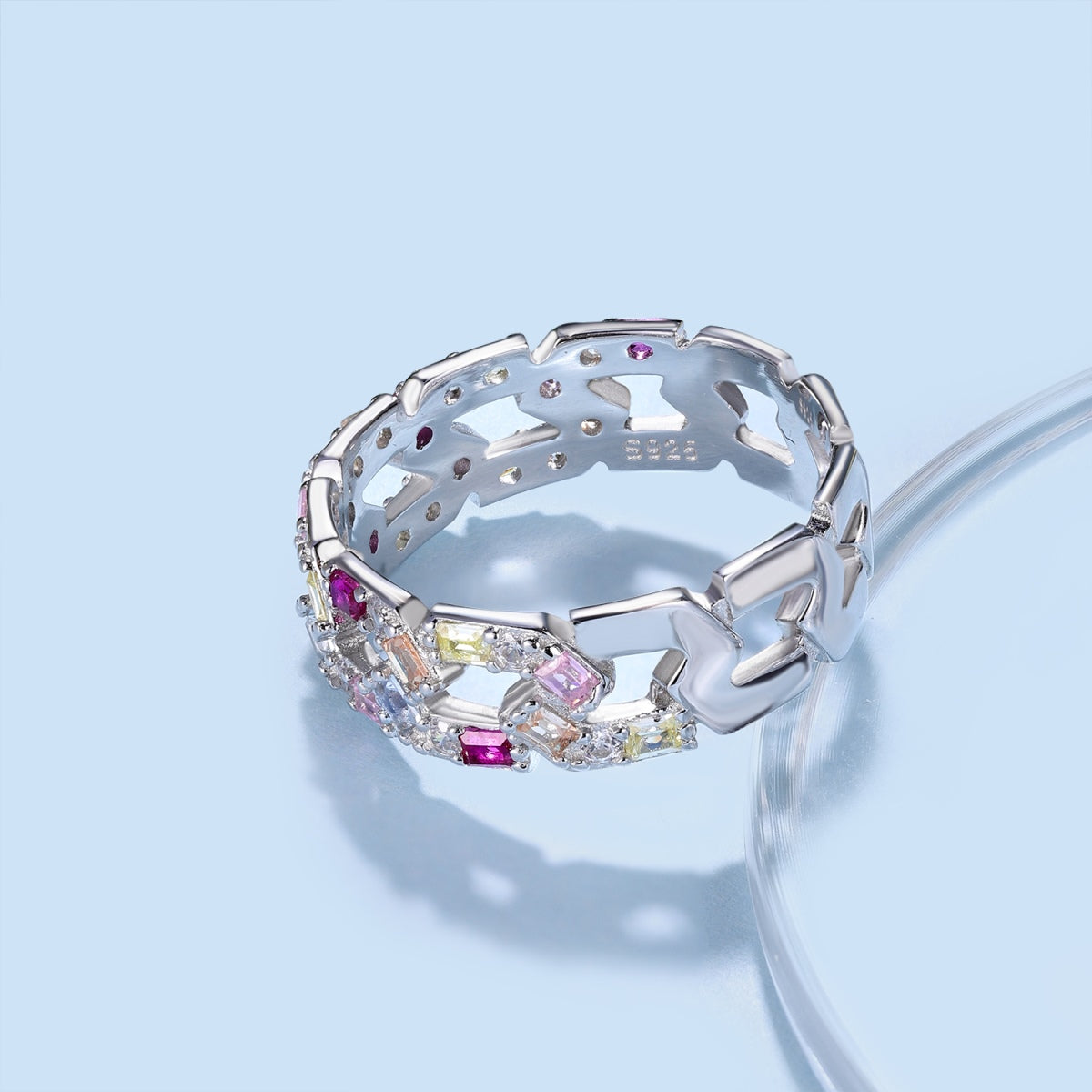 [baslovejewels]Sparkling Vibrant Emerald Cut Daily Ring