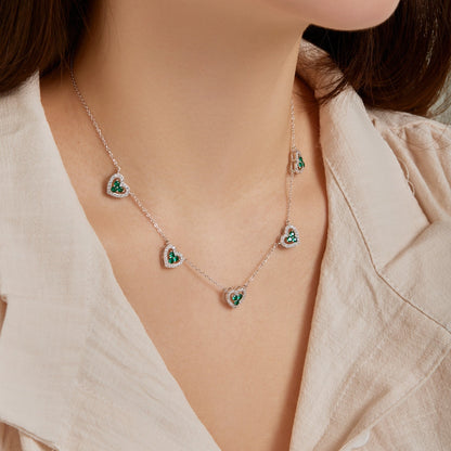[baslovejewels]Sparkling Five Heart Necklace