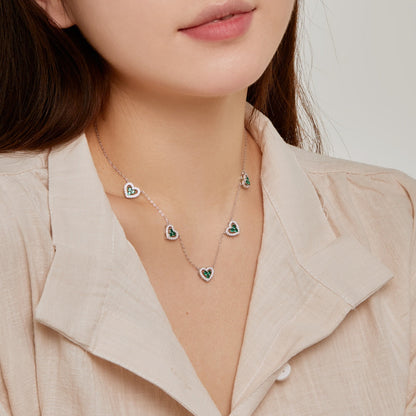 [baslovejewels]Sparkling Five Heart Necklace