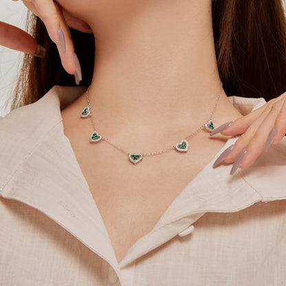 [baslovejewels]Sparkling Five Heart Necklace