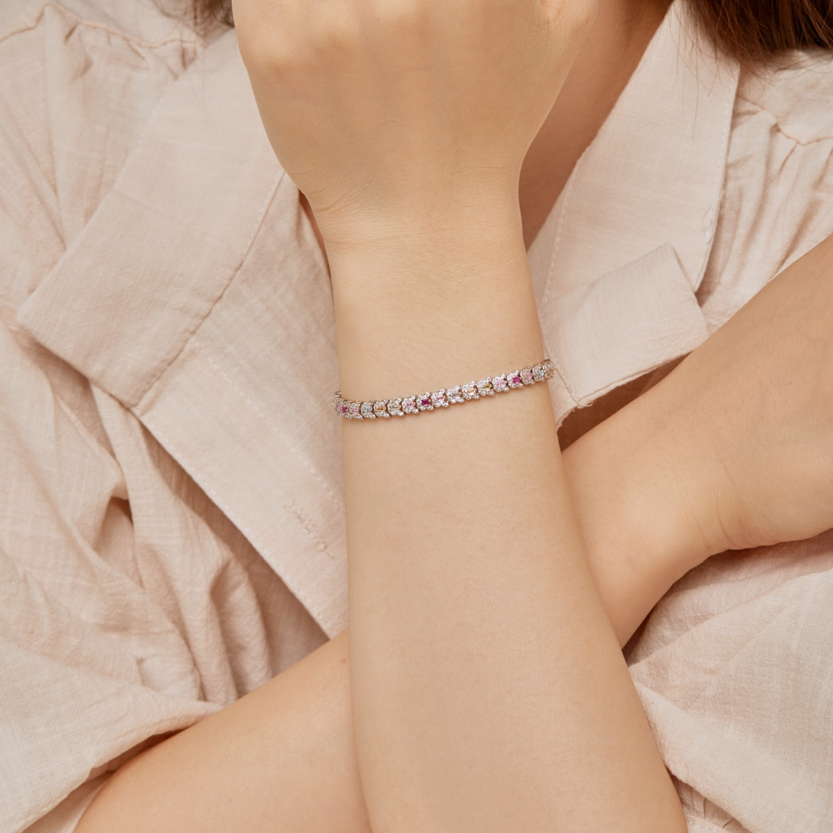 [baslovejewels]Delicate Colorful Multi Cut Daily Bracelet