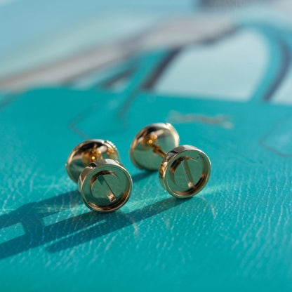 [baslovejewels]LOVE EARRINGS PINK GOLD 10MM