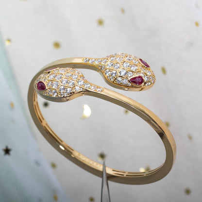 [baslovejewels]SERPENTI BRACELET PINK GOLD DIAMOND DOUBLE SNAKE
