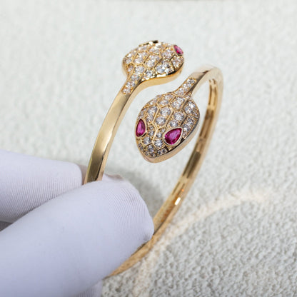 [baslovejewels]SERPENTI BRACELET PINK GOLD DIAMOND DOUBLE SNAKE