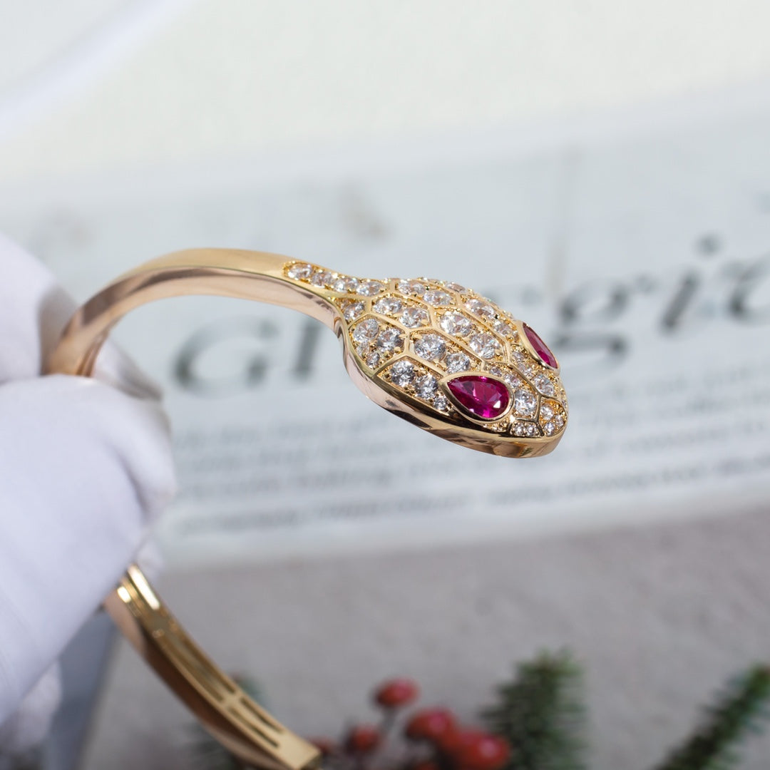 [baslovejewels]SERPENTI BRACELET PINK GOLD DIAMOND DOUBLE SNAKE