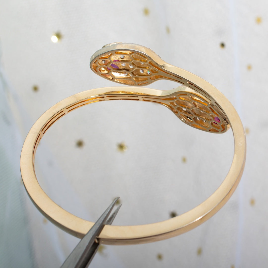 [baslovejewels]SERPENTI BRACELET PINK GOLD DIAMOND DOUBLE SNAKE