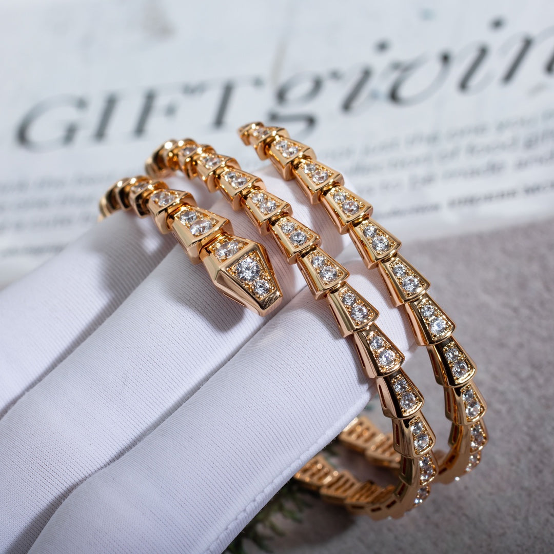 [baslovejewels]SERPENTI BRACELET PINK GOLD DIAMOND DOUBLE ROW