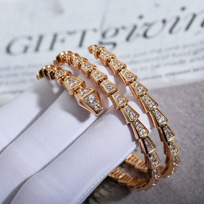 [baslovejewels]SERPENTI BRACELET PINK GOLD DIAMOND DOUBLE ROW