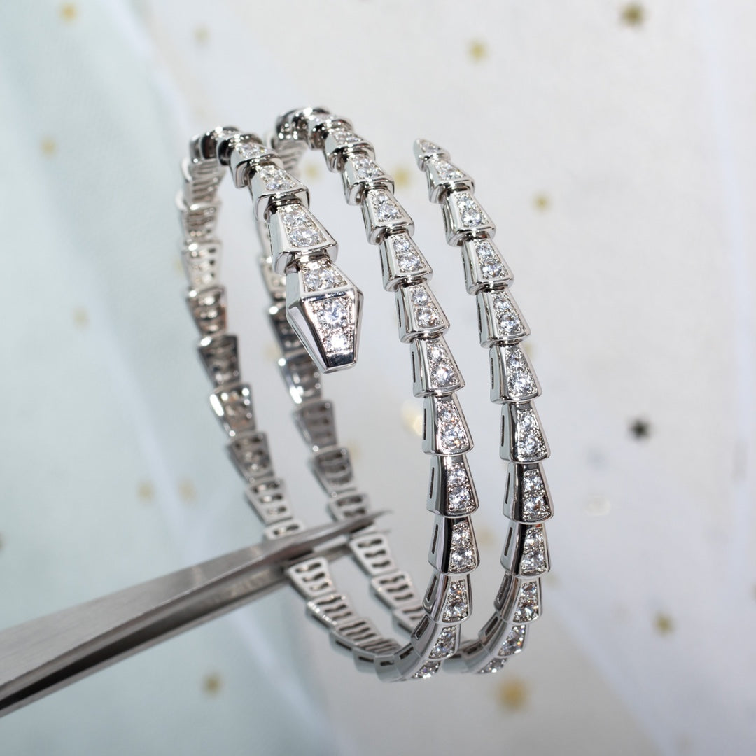 [baslovejewels]SERPENTI BRACELET SILVER DIAMOND DOUBLE ROW